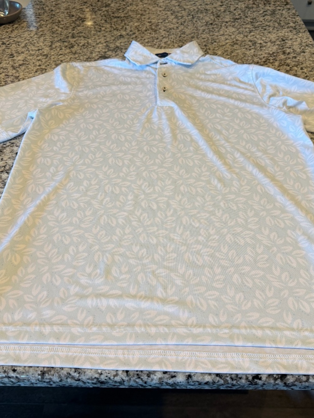 STITCH Golf Summer Petals Polo Light Blue Floral Men's Small